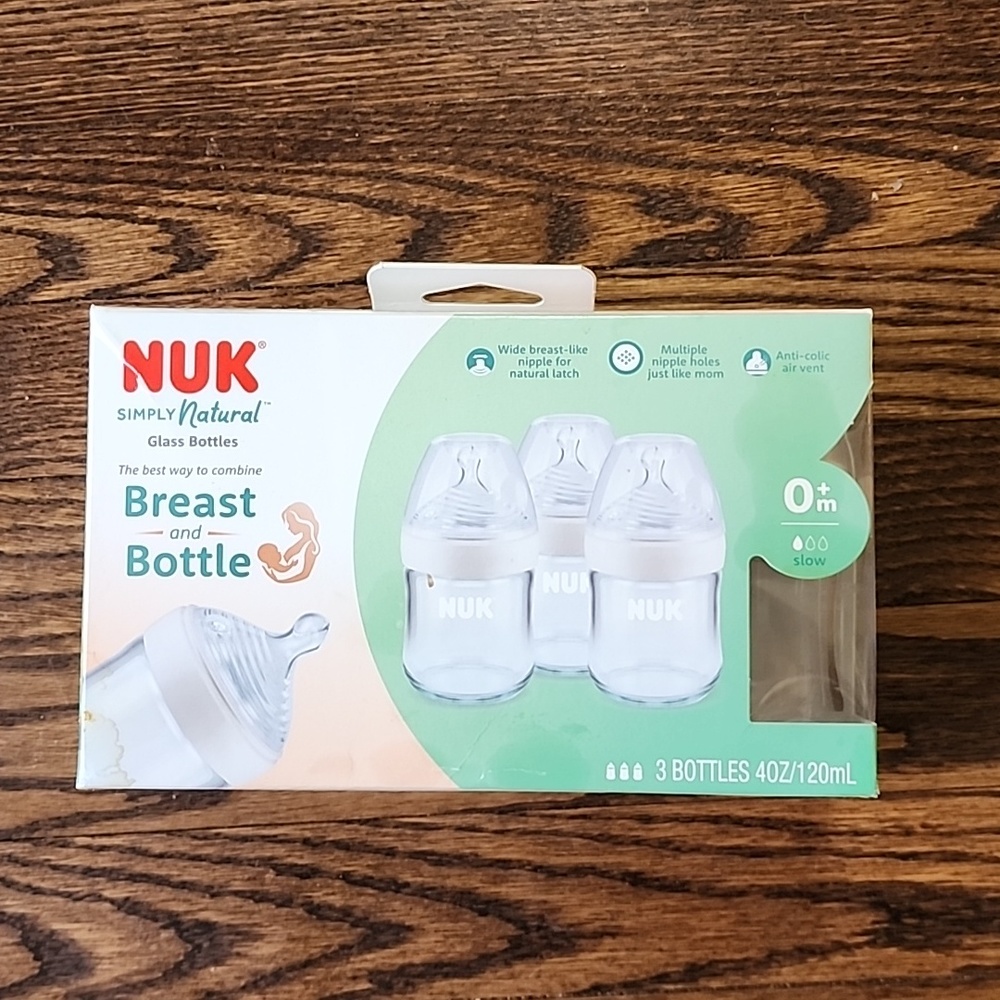 NUK Simply Natural Glass Pack of Baby Bottles